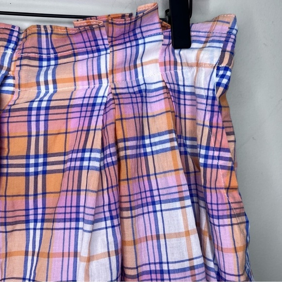 Free People Serendipity Shorts High Waist Paper Bag Plaid Guava Combo Orange LG - Picture 6 of 12